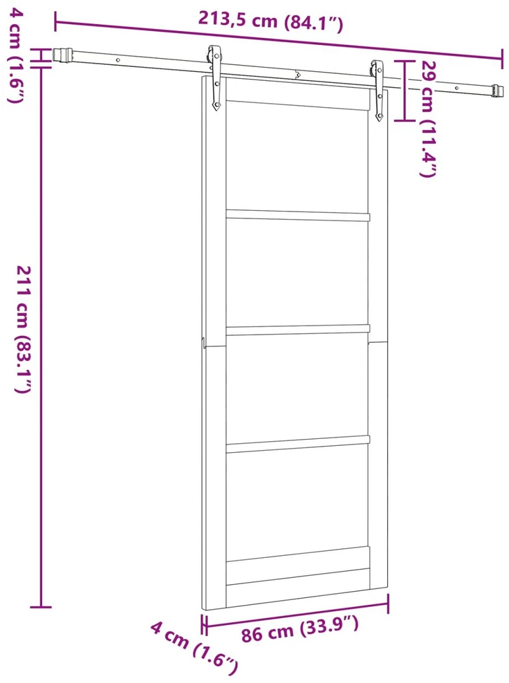 Slankios durys ORKDAL 86 x 211 cm Pušies medienos masyvas