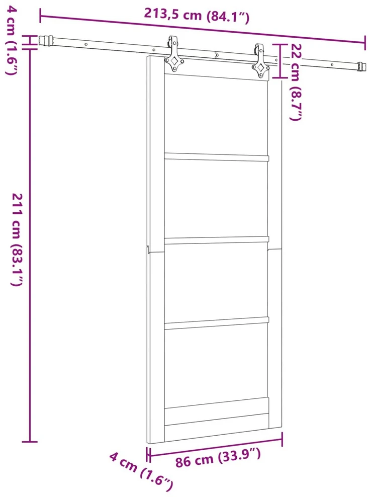 Slankios durys ORKDAL 86 x 211 cm Pušies medienos masyvas