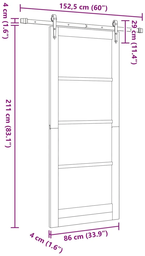 Slankios durys ORKDAL 86 x 211 cm Pušies medienos masyvas