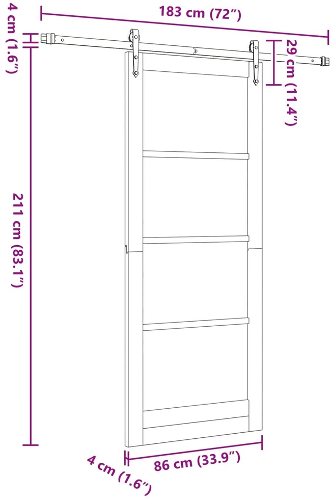 Slankios durys ORKDAL 86 x 211 cm Pušies medienos masyvas