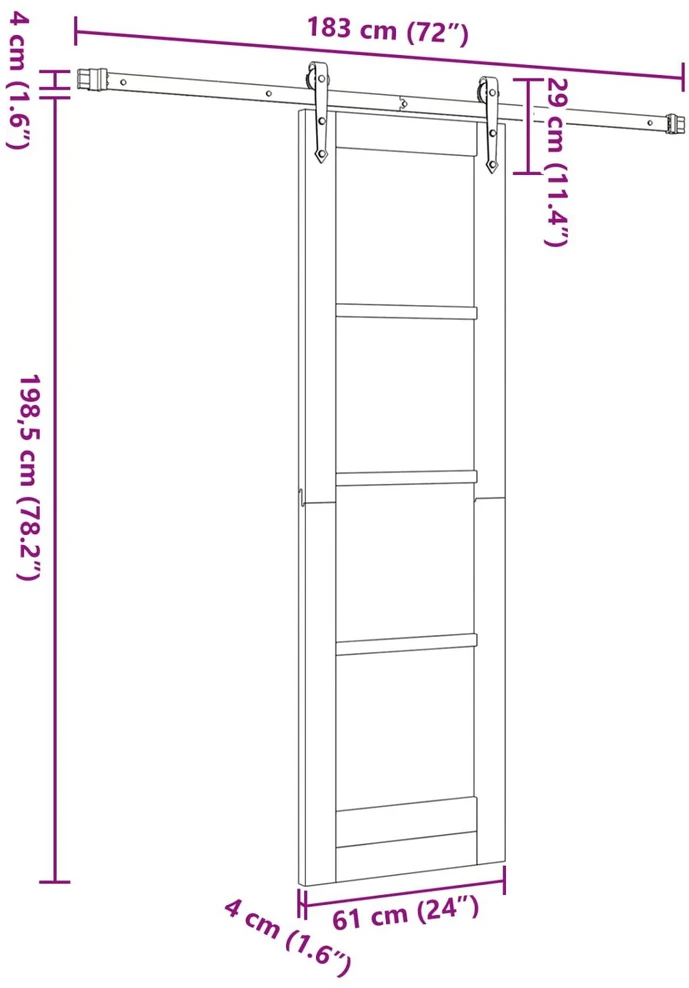 Slankios durys ORKDAL 61 x 198,5 cm Pušies medienos masyvas