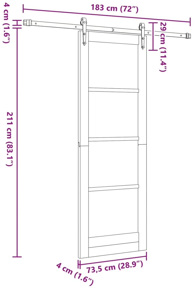 Slankios durys ORKDAL 73,5 x 211 cm Pušies medienos masyvas