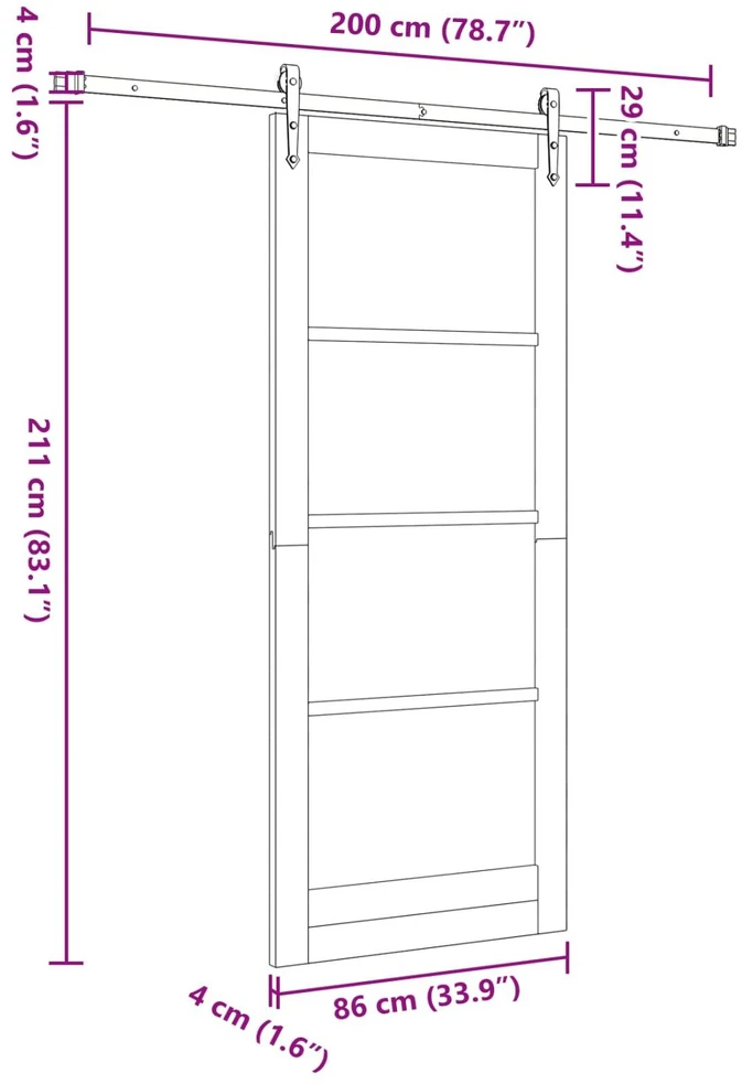 Slankios durys ORKDAL 86 x 211 cm Pušies medienos masyvas