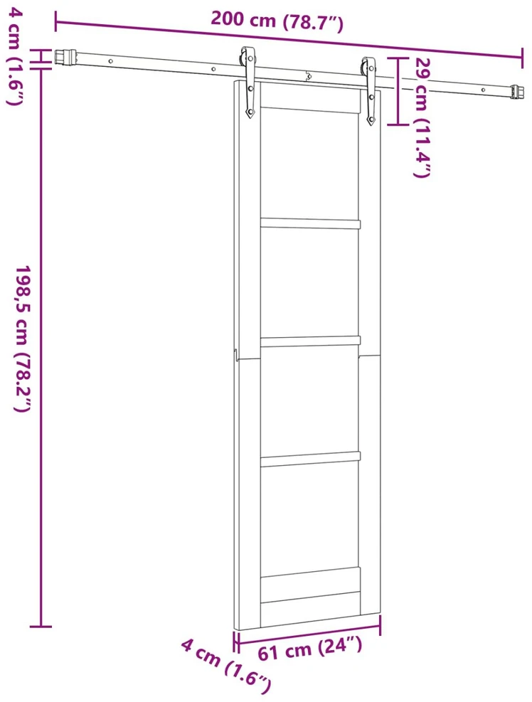 Slankios durys ORKDAL 61 x 198,5 cm Pušies medienos masyvas