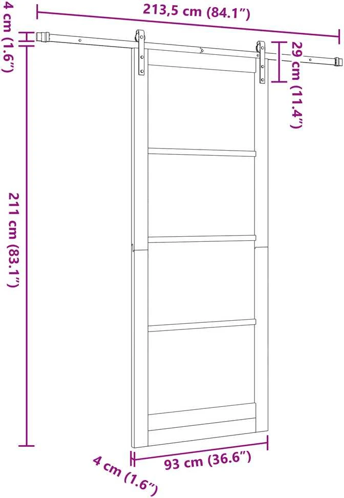 Slankios durys Kita ORKDAL Ruda 93 x 232 cm