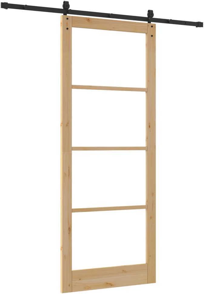 Slankios durys 93 x 232 cm Tvirtos pušies mediena ir stiklas