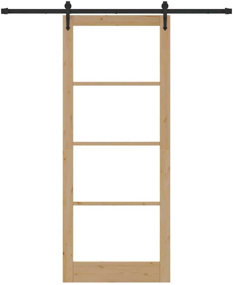 Slankios durys 93 x 232 cm Tvirtos pušies mediena ir stiklas