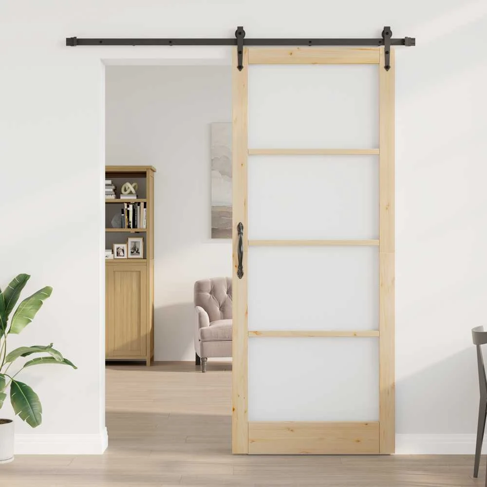 Slankios durys 93 x 232 cm Tvirtos pušies mediena ir stiklas