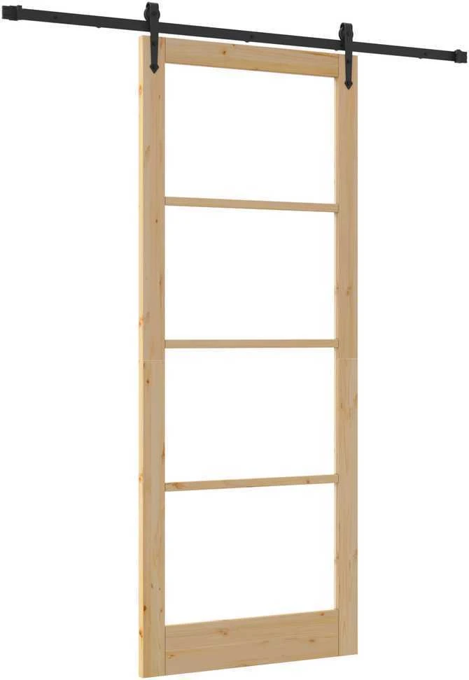 Slankios durys 93 x 232 cm Tvirtos pušies mediena ir stiklas