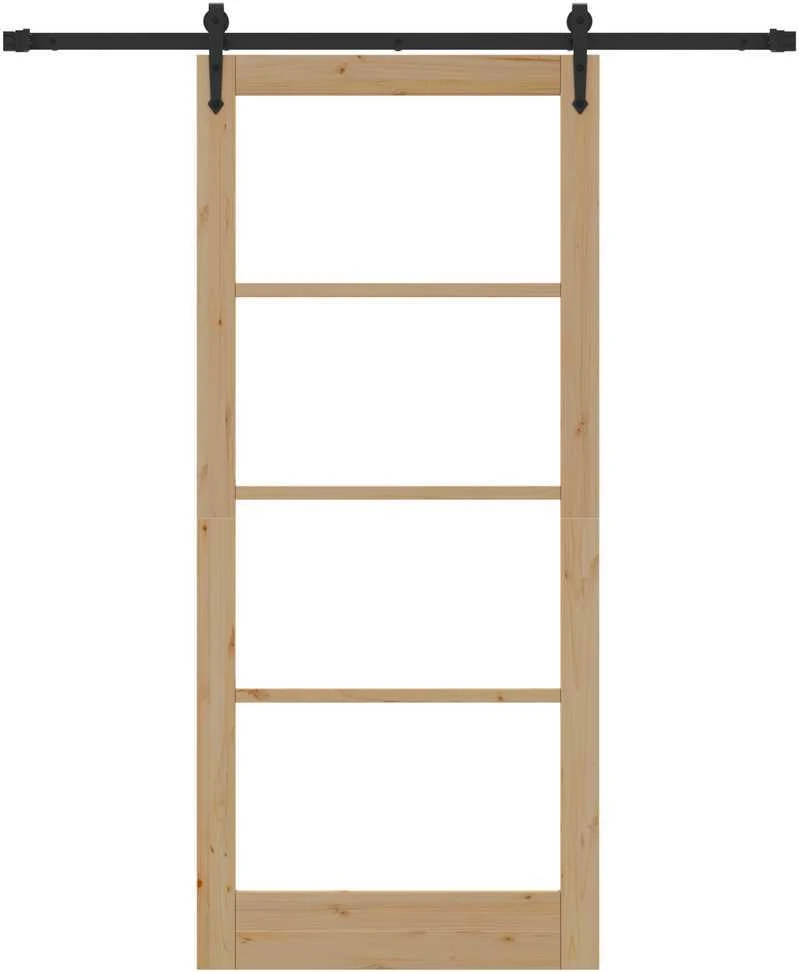 Slankios durys 93 x 211 cm Tvirtos pušies mediena ir stiklas