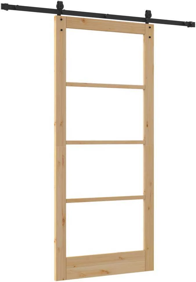 Slankios durys 93 x 211 cm Tvirtos pušies mediena ir stiklas