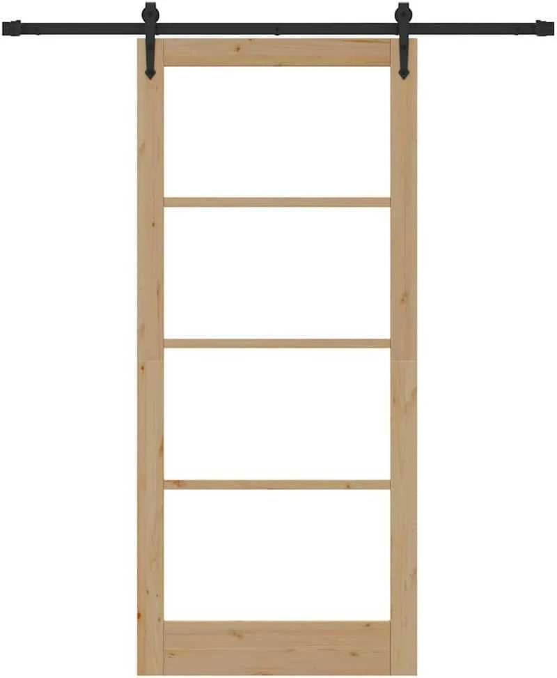 Slankios durys 93 x 211 cm Tvirtos pušies mediena ir stiklas