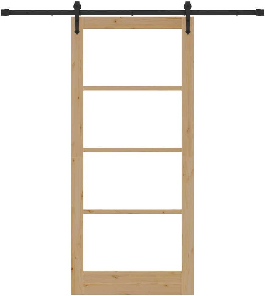 Slankios durys 93 x 211 cm Tvirtos pušies mediena ir stiklas