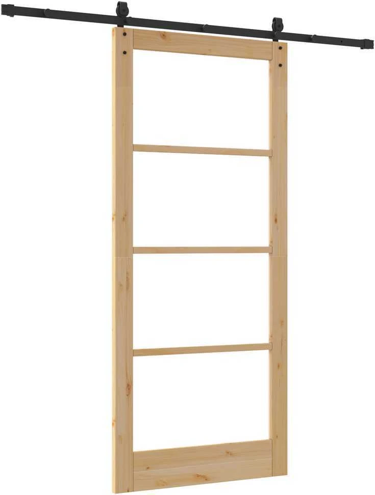 Slankios durys 93 x 211 cm Tvirtos pušies mediena ir stiklas
