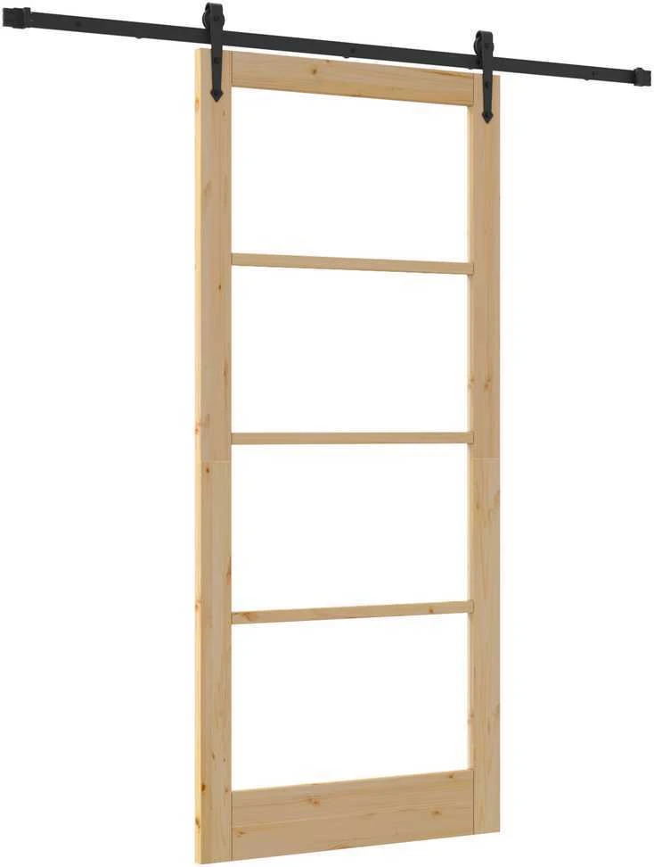 Slankios durys 93 x 211 cm Tvirtos pušies mediena ir stiklas