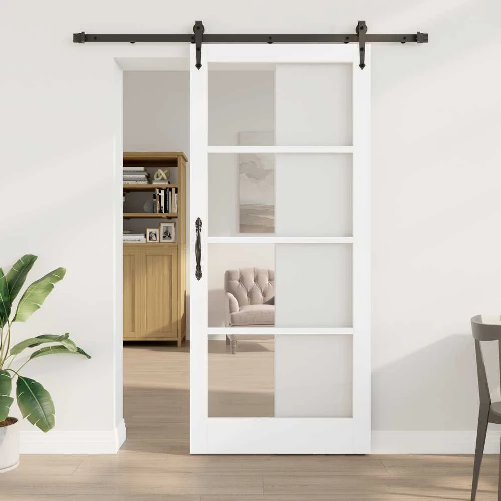 Slankios durys 93 x 211 cm Tvirtos pušies mediena ir stiklas