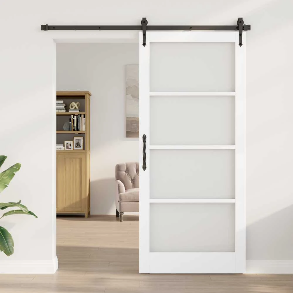 Slankios durys 93 x 211 cm Tvirtos pušies mediena ir stiklas