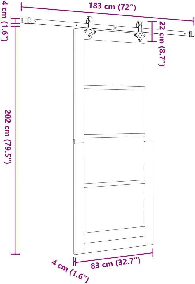 Slankios durys ORKDAL 83 x 202 cm Balta ir juoda