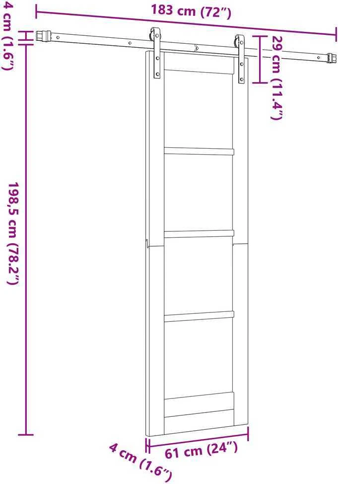 Slankios durys ORKDAL Balta ir juoda 61 x 198,5 cm