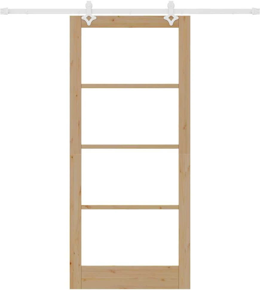 Slankios durys 93 x 211 cm Tvirtos pušies mediena ir stiklas