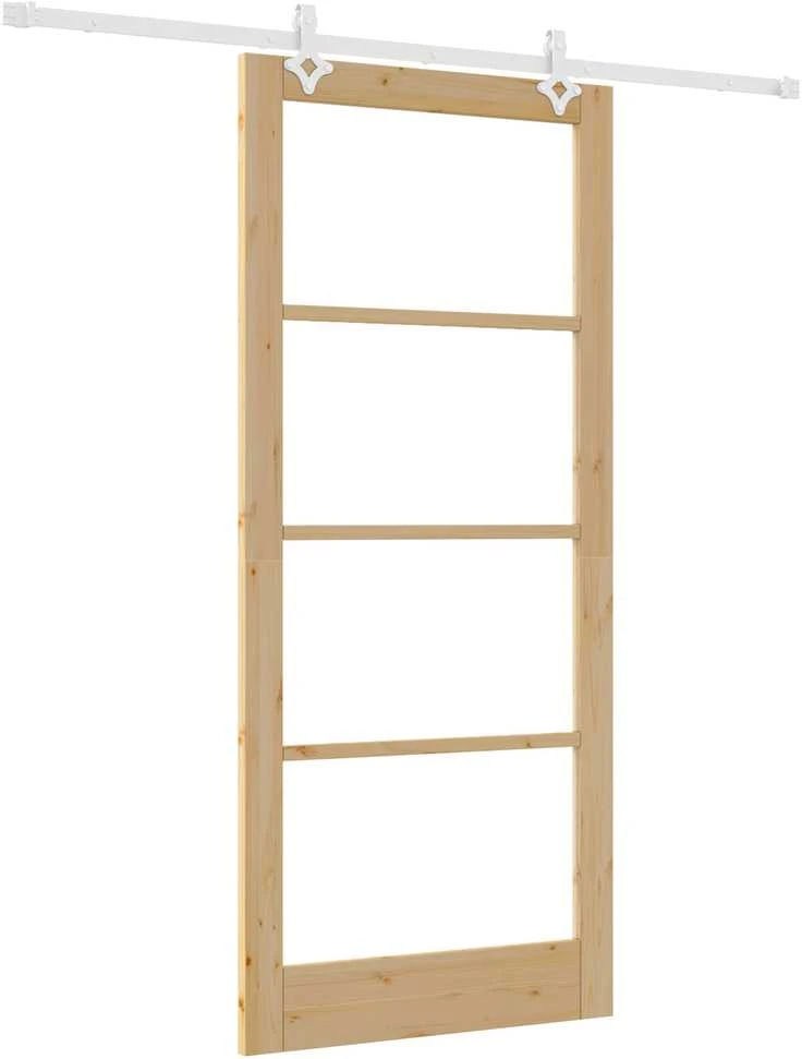 Slankios durys 93 x 211 cm Tvirtos pušies mediena ir stiklas
