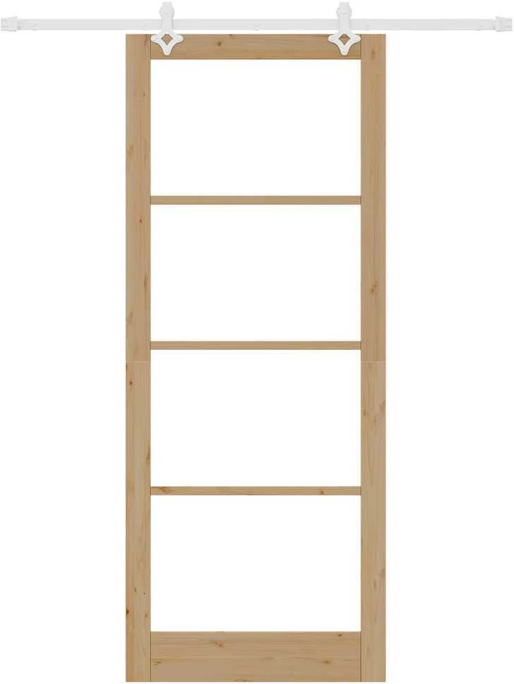 Slankios durys 93 x 232 cm Tvirtos pušies mediena ir stiklas