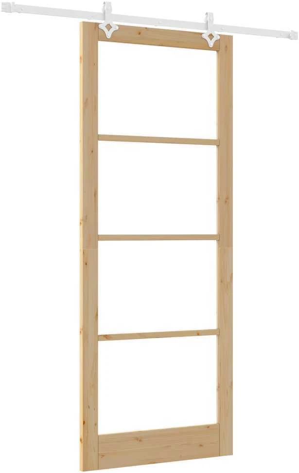 Slankios durys 93 x 232 cm Tvirtos pušies mediena ir stiklas