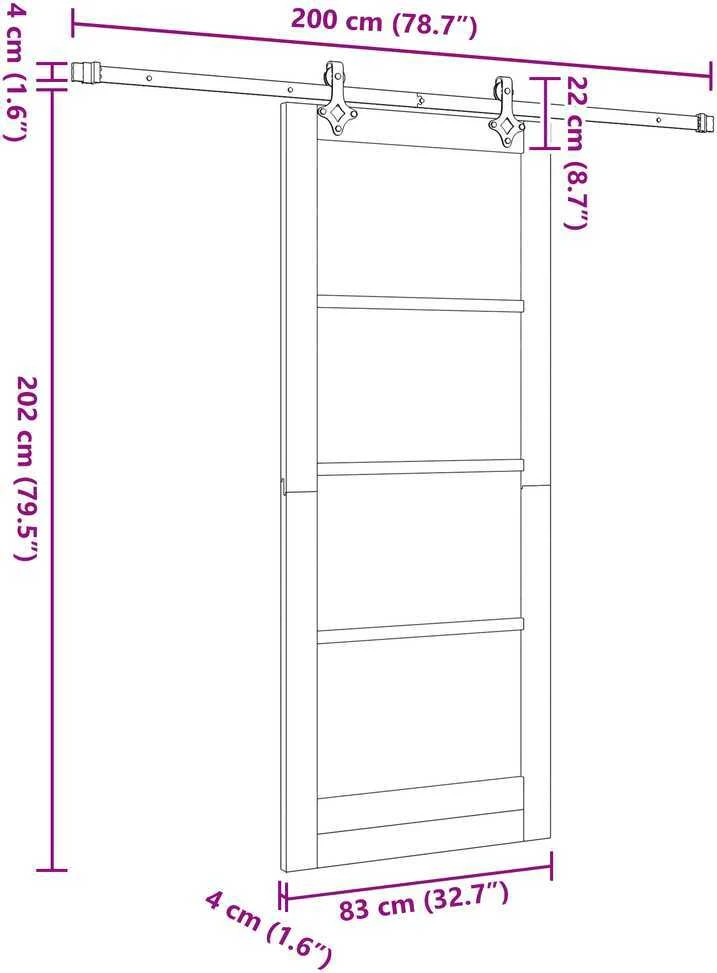 Slankios durys ORKDAL 83 x 202 cm Balta ir juoda