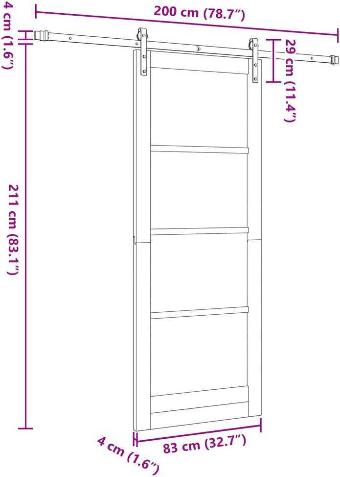 Slankios durys ORKDAL Balta ir juoda 83 x 211 cm