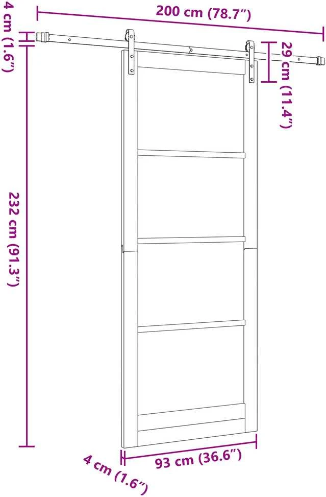 Slankios durys ORKDAL Balta ir juoda 93 x 232 cm