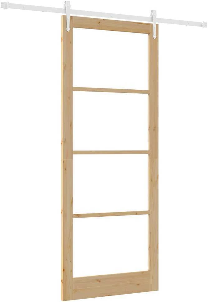 Slankios durys 93 x 232 cm Tvirtos pušies mediena ir stiklas