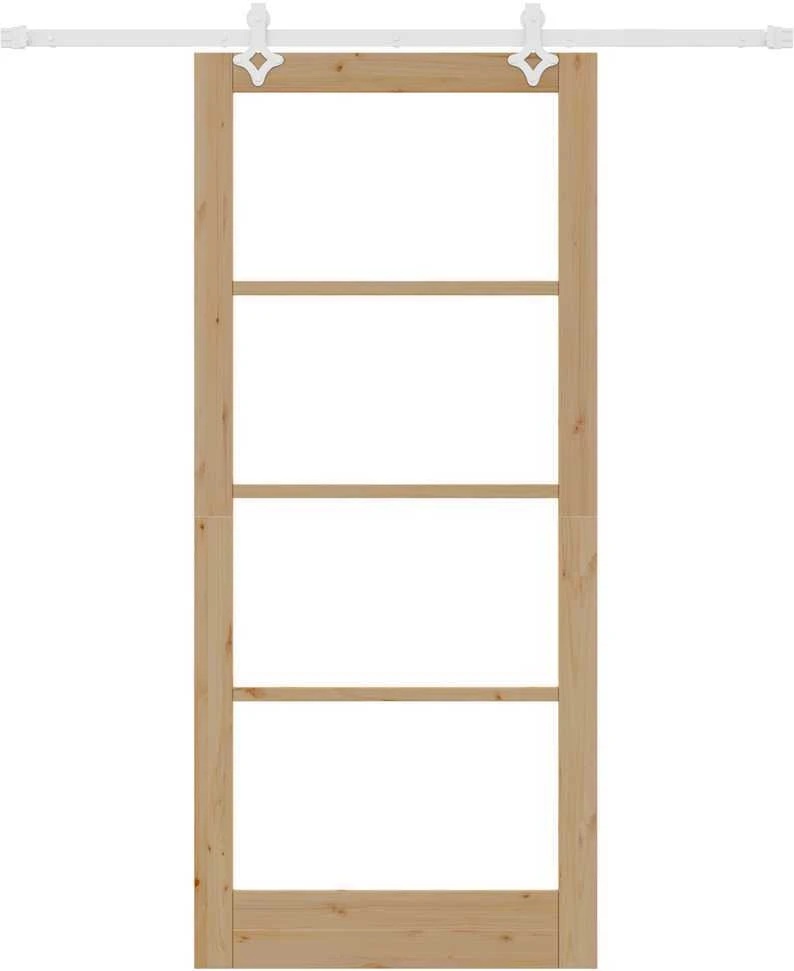 Slankios durys 93 x 211 cm Tvirtos pušies mediena ir stiklas