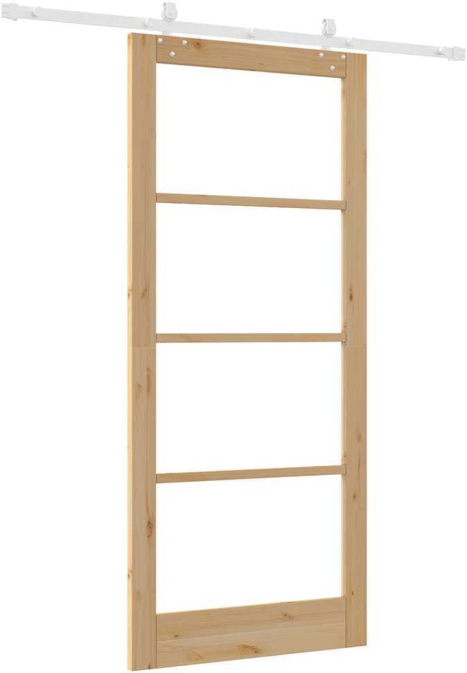 Slankios durys 93 x 211 cm Tvirtos pušies mediena ir stiklas