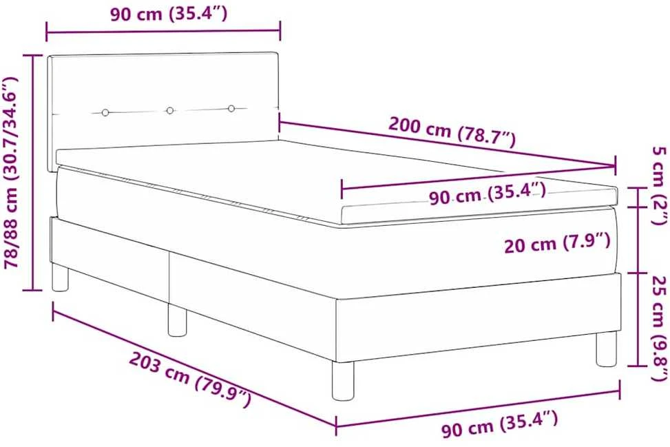 Kiemas lova su galvūgalio Juodas 90 x 200 cm audinys