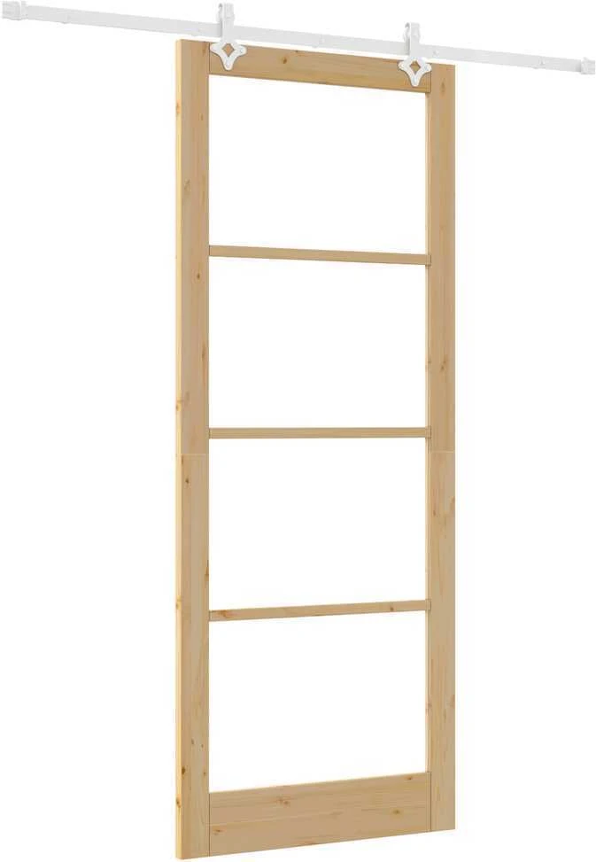 Slankios durys 93 x 232 cm Tvirtos pušies mediena ir stiklas