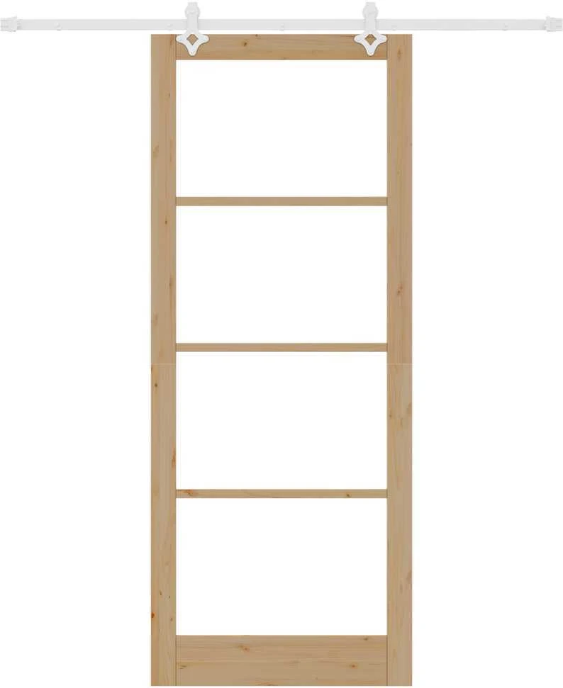 Slankios durys 93 x 232 cm Tvirtos pušies mediena ir stiklas