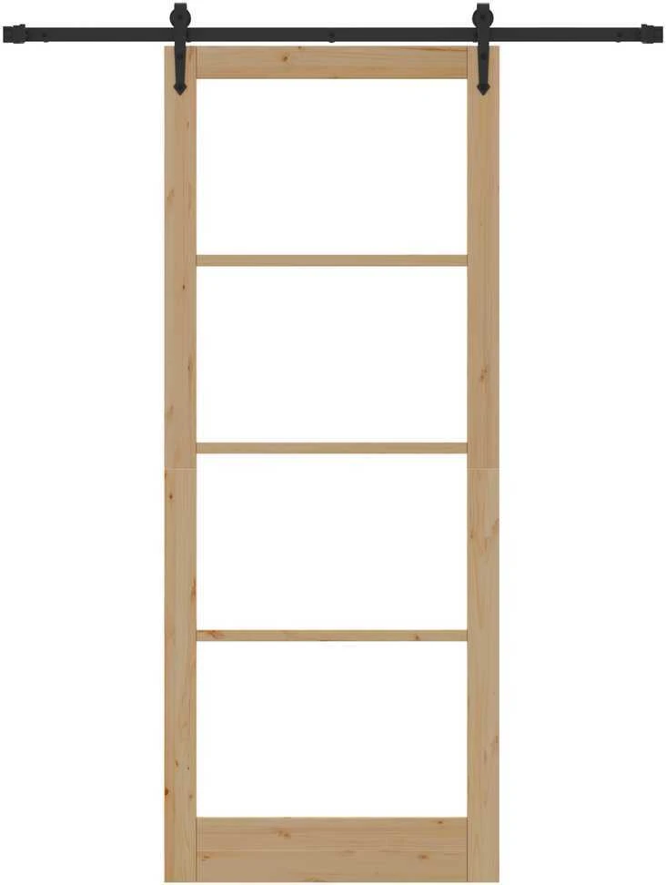 Slankios durys 93 x 232 cm Tvirtos pušies mediena ir stiklas