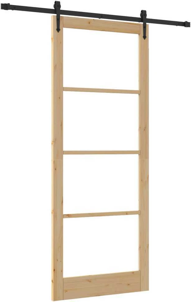 Slankios durys 93 x 232 cm Tvirtos pušies mediena ir stiklas