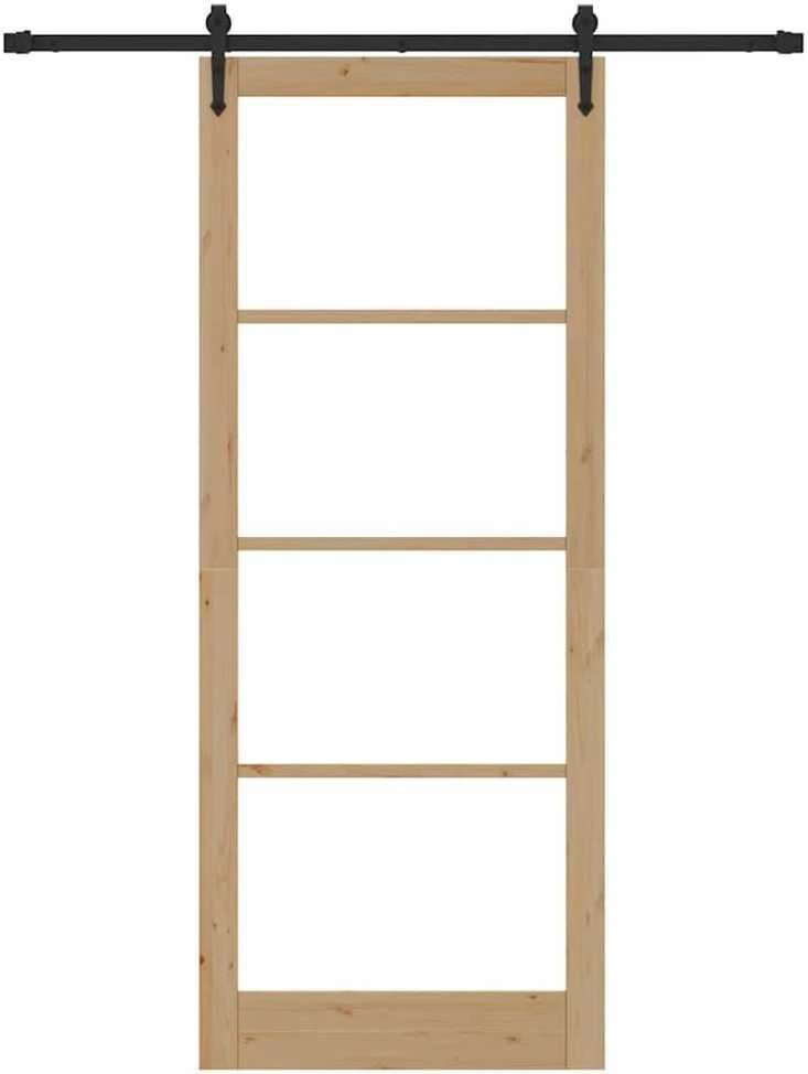 Slankios durys 93 x 232 cm Tvirtos pušies mediena ir stiklas