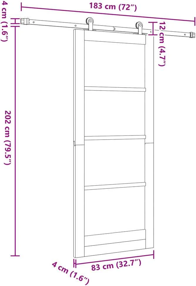 Slankios durys ORKDAL 83 x 202 cm Balta ir juoda