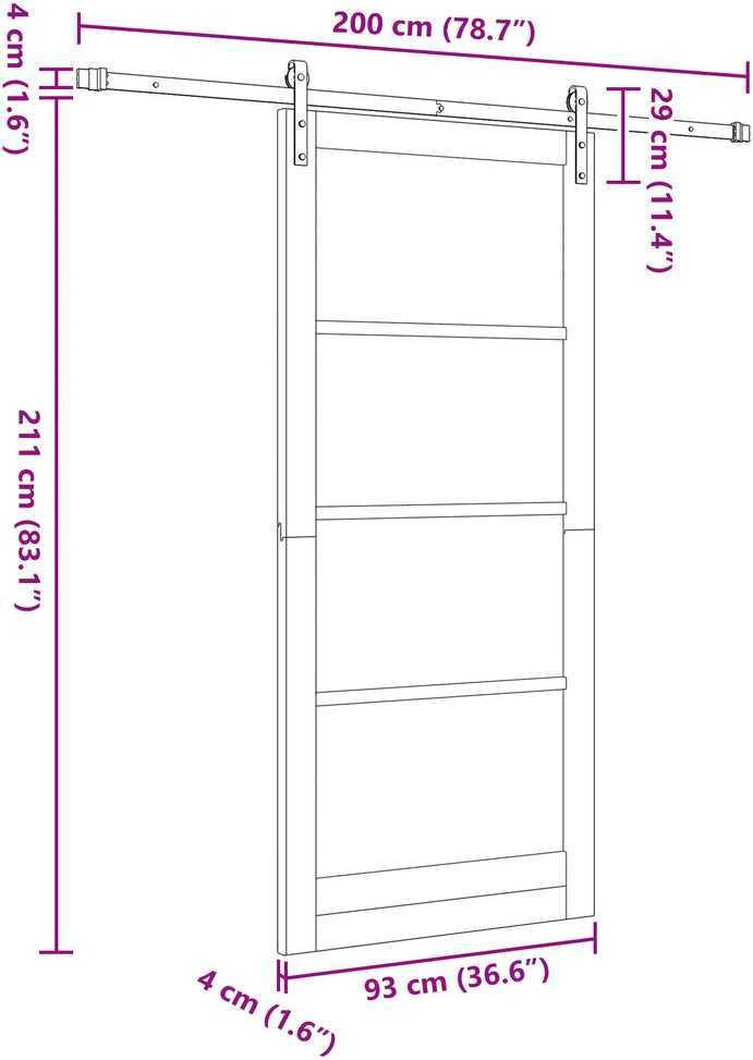 Slankios durys ORKDAL Balta ir juoda 93 x 211 cm