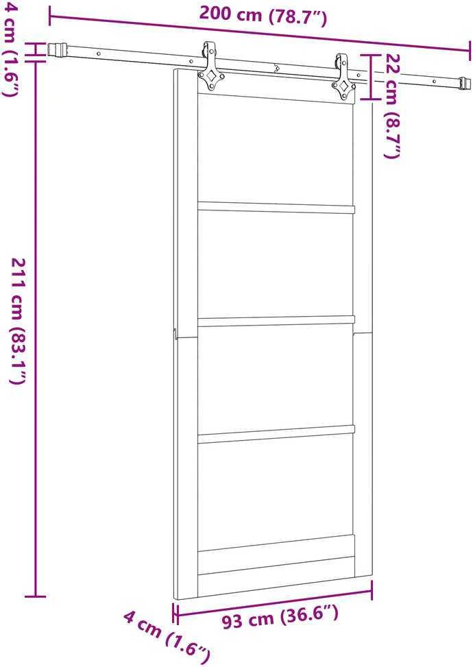 Slankios durys ORKDAL 93 x 211 cm Natūrali ir juoda