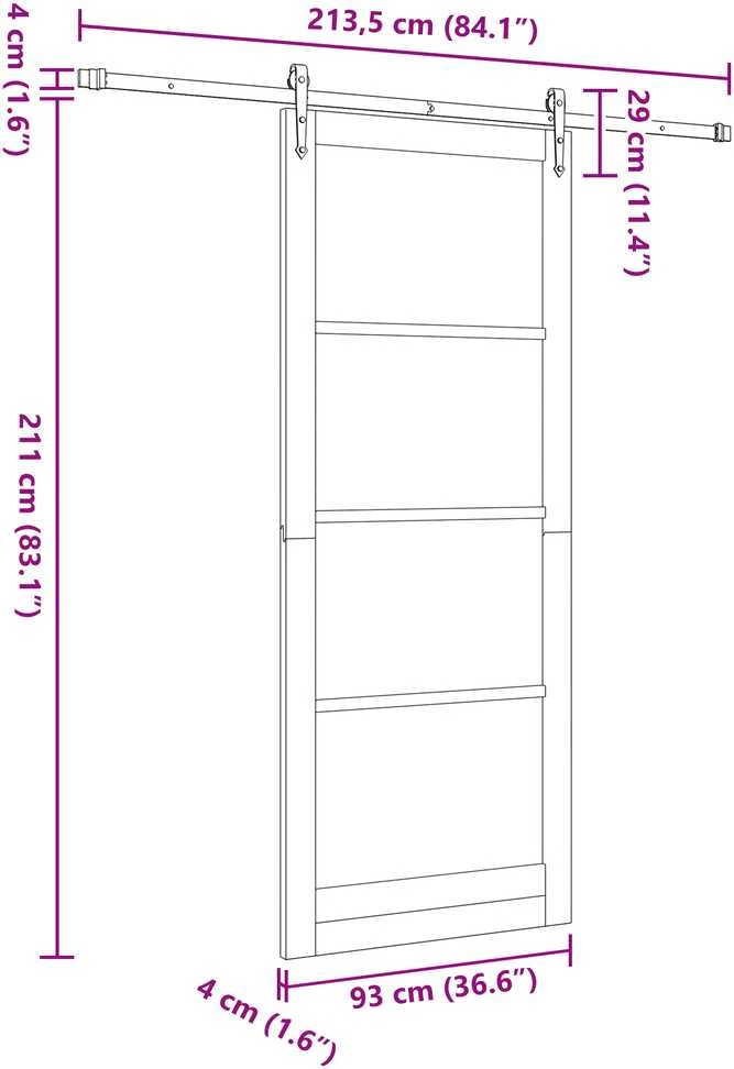 Slankios durys ORKDAL 93 x 232 cm Balta