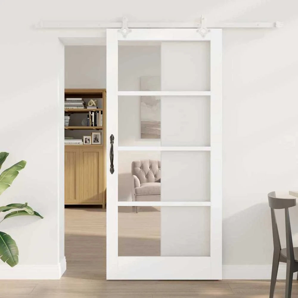 Slankios durys 93 x 202 cm Tvirtos pušies mediena ir stiklas