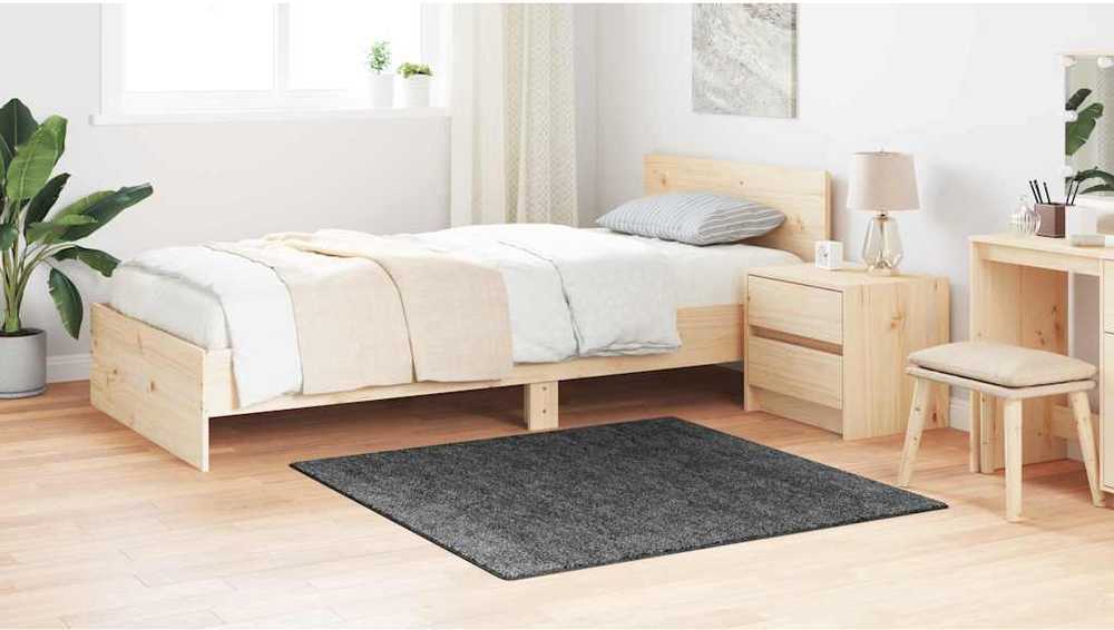 Neslystantis plaukuotas kilimas Tamsiai pilka 120 x 120 cm PP