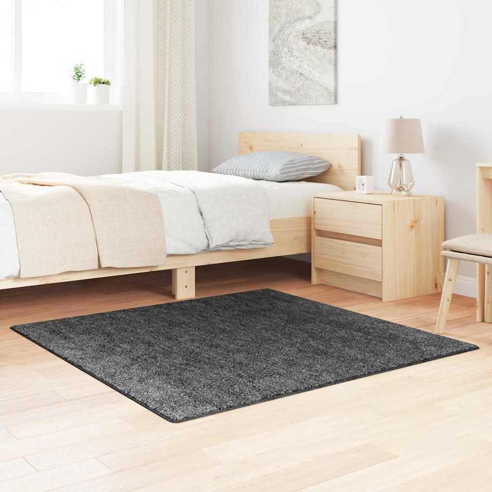 Neslystantis plaukuotas kilimas Tamsiai pilka 120 x 120 cm PP
