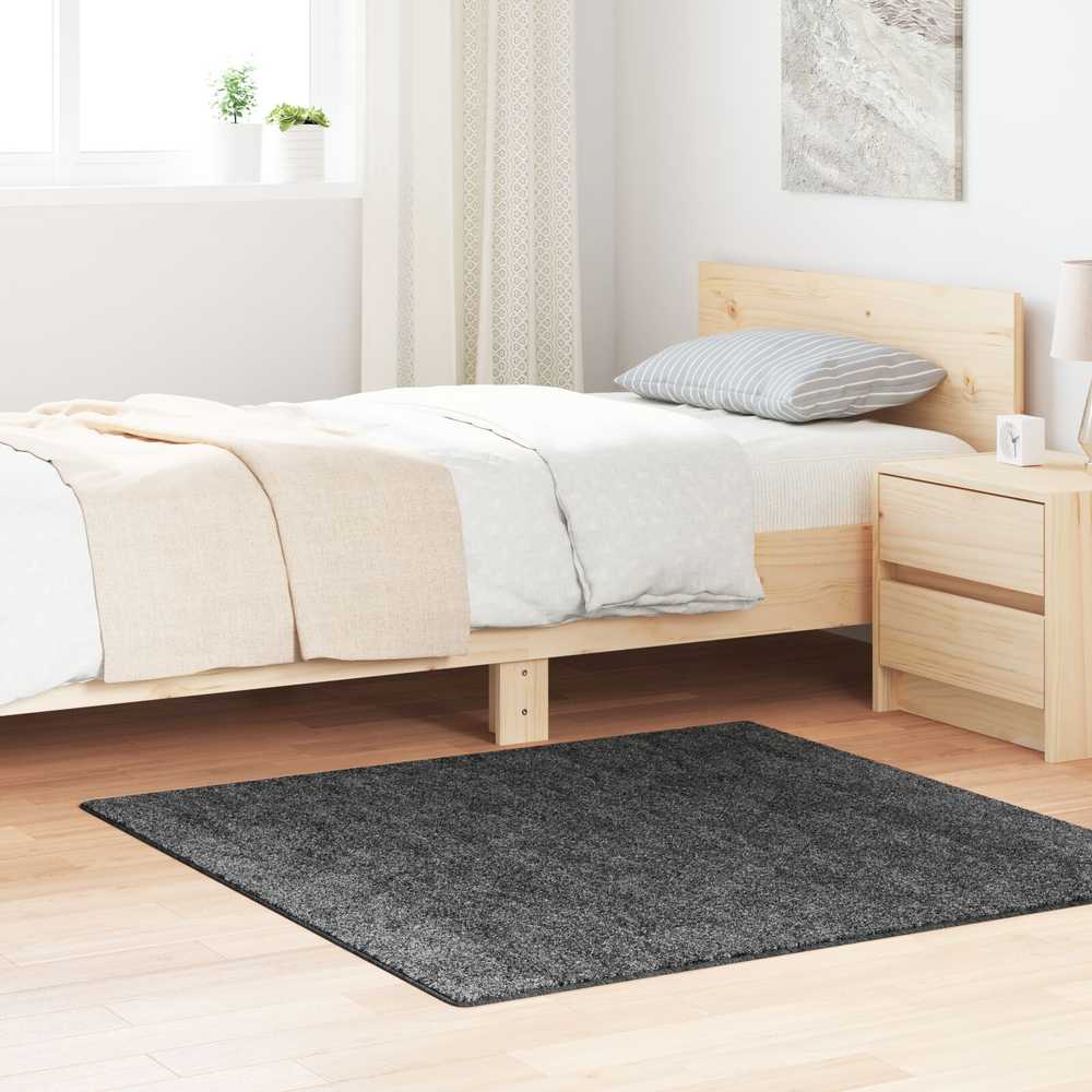 Neslystantis plaukuotas kilimas Tamsiai pilka 120 x 120 cm PP