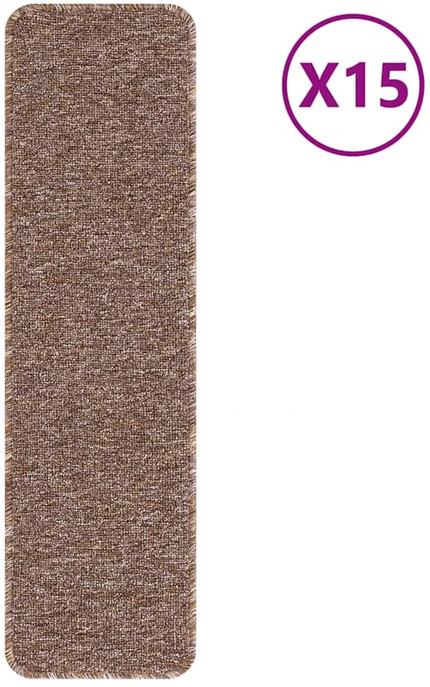 Slydimui atsparūs laiptų kilimėliai 15 vnt. 75 x 20 cm Ruda PP