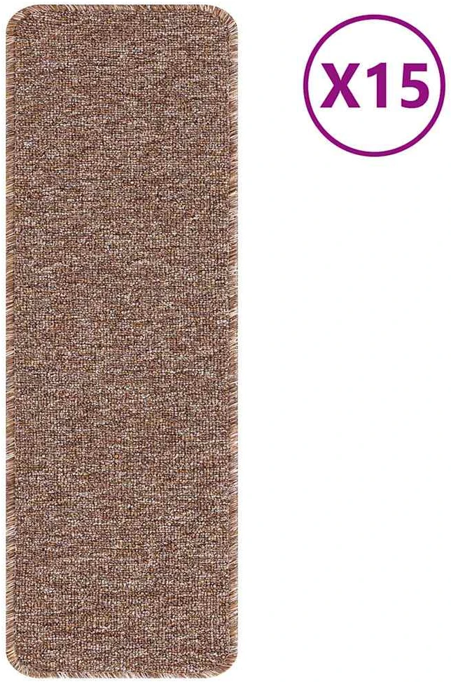 Slydimui atsparūs laiptų kilimėliai 15 vnt. 60 x 25 cm Ruda PP