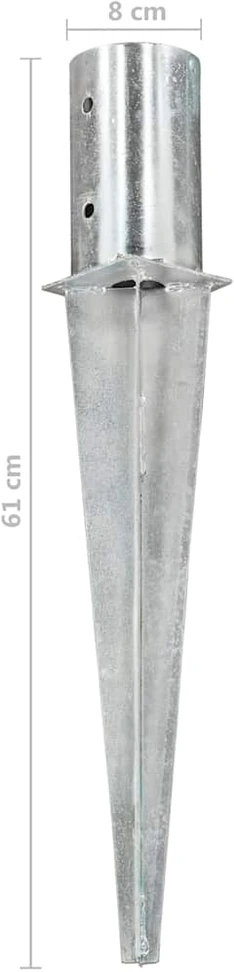 Smeigiami kuoliukai, 2vnt., sidabriniai, 8x61cm, plienas